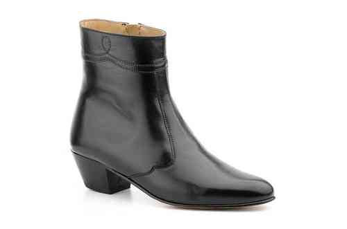 Man Skin Boots Zipper Svart Cuban Heel Leather såle