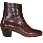 Ankle Boots Man Leather Mahogany Zipper Cuban Heel Leather sole