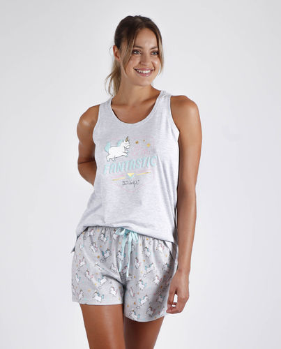 Pijama verano Mujer | 56716-0 | color gris jaspe