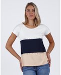 Camiseta Manga Caída Tricolor | Mujer | 43480-0 | crudo